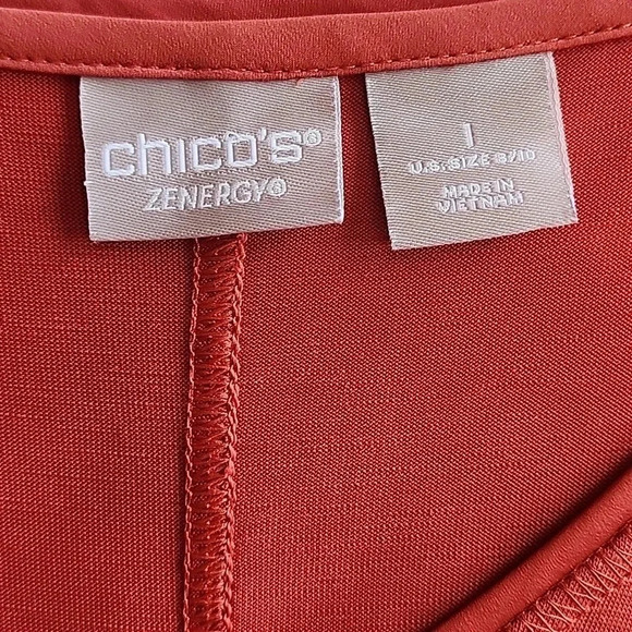 Women's Chico's Zynergy Woven Inset Tunic, Orange, Size 1= M 8/10 EUC - Picture 6 of 8